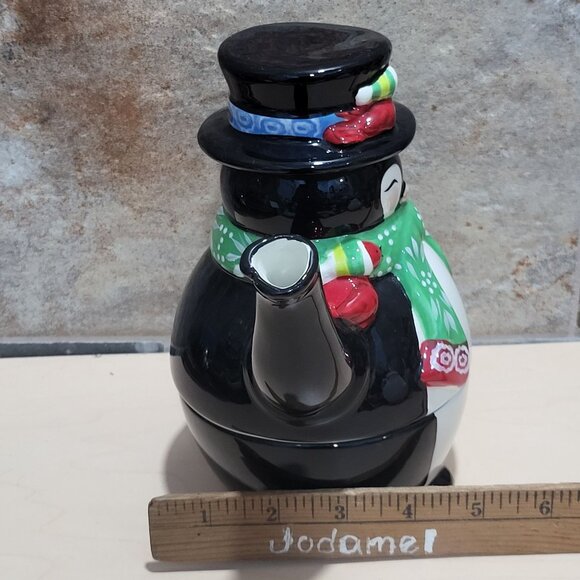 Temptations by Tara 3 Piece Ceramic Stacking Penguin Teapot Mug Cup Set - Picture 10 of 14